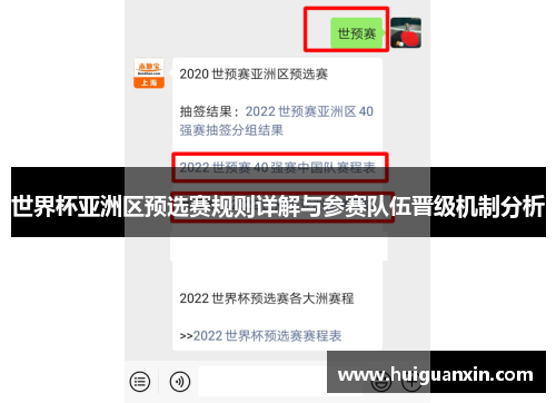 世界杯亚洲区预选赛规则详解与参赛队伍晋级机制分析